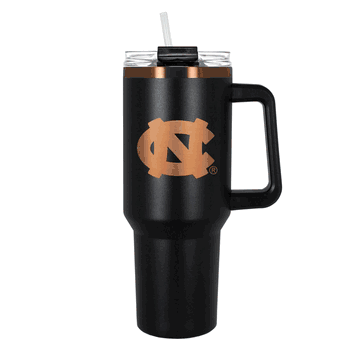 UNC Tar Heels 40oz Black and Copper Colossus Travel Mug with Straw