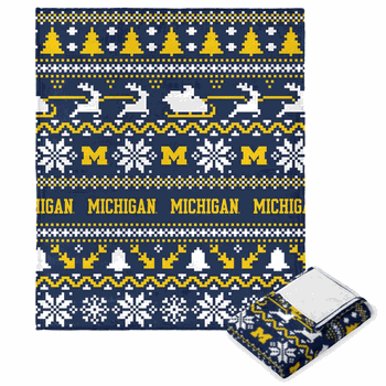 University of Michigan Wolverines NCAA Xmas Time Silk Touch Throw Blanket 50X60 Inches
