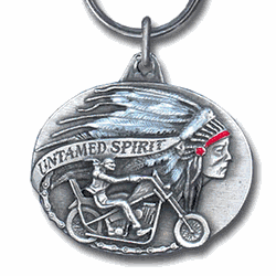 Untamed Spirit Motorcyle Metal Key Chain with Enameled Details