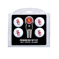USC Trojans 4 Ball Gift Set + Divot Tool & Marker