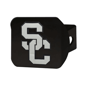 USC Trojans Black Metal Hitch Cover with Metal Chrome 3D Emblem