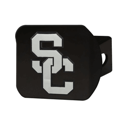 USC Trojans Black Metal Hitch Cover with Metal Chrome 3D Emblem