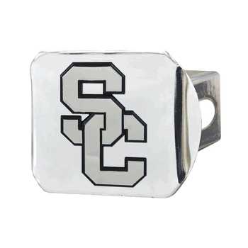 USC Trojans Chrome Metal Hitch Cover with Chrome Metal 3D Emblem
