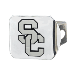 USC Trojans Chrome Metal Hitch Cover with Chrome Metal 3D Emblem