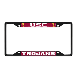 USC Trojans Metal License Plate Frame Black Finish