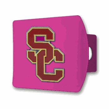 USC Trojans Pink Metal Hitch Cover with  3D Color Emblem