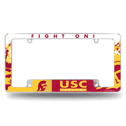 USC Trojans Primary 12" x 6" Chrome All Over Automotive License Plate Frame for Car/Truck/SUV
