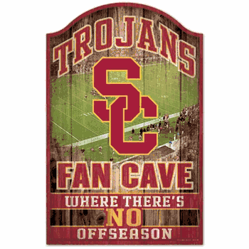 USC Trojans Sign 11x17 Wood Fan Cave Design