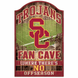 USC Trojans Sign 11x17 Wood Fan Cave Design