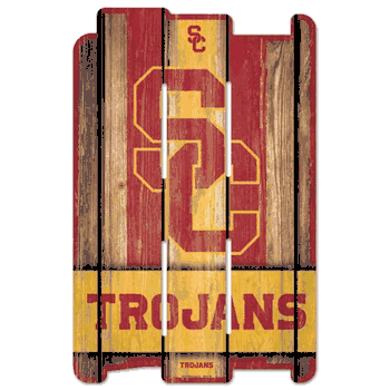 USC Trojans Sign 11x17 Wood Fence Style