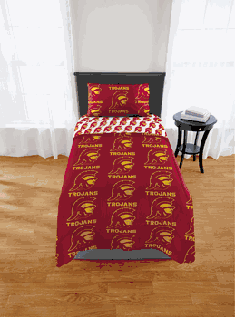 NCAA USC Trojans Twin Rotary Bed In A Bag Set