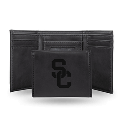 USC Trojans USC Black Laser Engraved Faux Leather Trifold