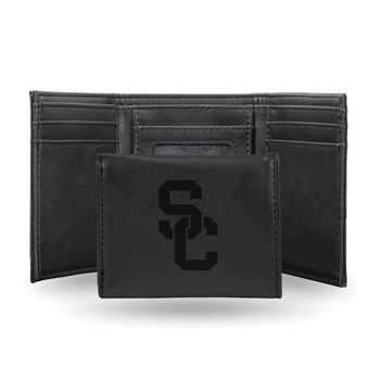 USC Trojans USC Black Laser Engraved Faux Leather Trifold