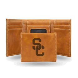 USC Trojans USC Brown Laser Engraved Faux Leather Trifold