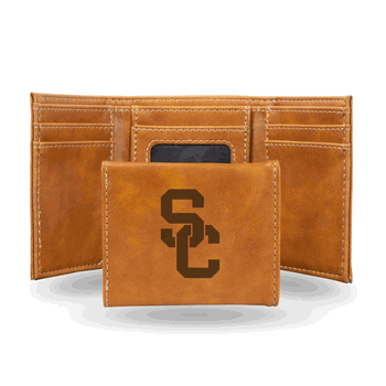 USC Trojans USC Brown Laser Engraved Faux Leather Trifold