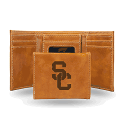 USC Trojans USC Brown Laser Engraved Tri-Fold Wallet