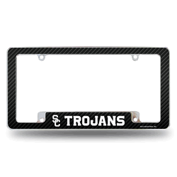 USC Trojans USC Carbon Fiber 12" x 6" Chrome All Over Automotive License Plate Frame