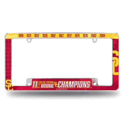 USC Trojans USC Multi Champ 12" x 6" Chrome All Over Automotive License Plate Frame