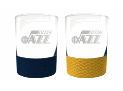 Utah Jazz 2pc Laser Etched Commissioner Rocks Glass Set