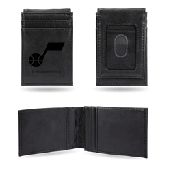 Utah Jazz Black Laser Engraved Front Pocket Wallet