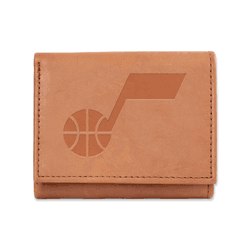 Utah Jazz  Brown Embossed Genuine Leather Tri-Fold Wallet