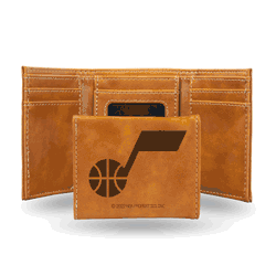 Utah Jazz Brown Laser Engraved Tri-Fold Wallet