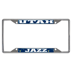 Utah Jazz Chrome Metal License Plate Frame, 6.25in x 12.25in