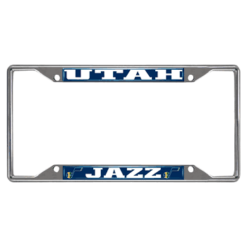 Utah Jazz Chrome Metal License Plate Frame, 6.25in x 12.25in