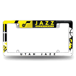 Utah Jazz Primary 12" x 6" Chrome All Over Automotive License Plate Frame for Car/Truck/SUV