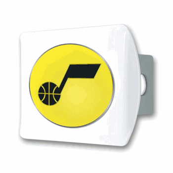 Utah Jazz White Metal Hitch Cover with  3D Color Emblem