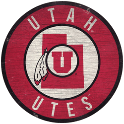 Utah Utes 12 in. Circle w/ State Sign