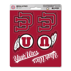 Utah Utes 6 Count Mini Decal Sticker Pack