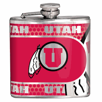 Utah Utes 6oz Stainless Steel Flask with Metallic Graphics