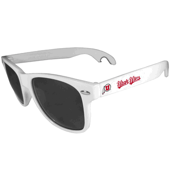 Utah Utes Beachfarer Bottle Opener Sunglasses, White