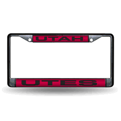 Utah Utes Black 12" x 6" Black Laser Cut Chrome Frame