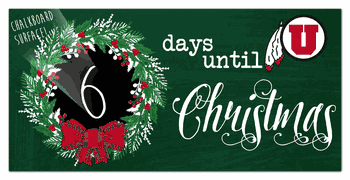 Utah Utes Chalk Christmas Countdown 6x12 Sign