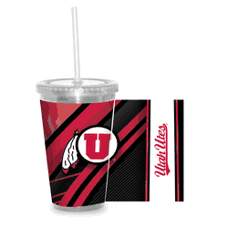 Utah Utes Clear Tumbler W/Straw