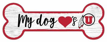 Utah Utes Dog Bone 6x12 Sign