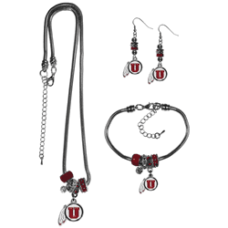 Utah Utes Euro Bead Jewelry 3 piece Set