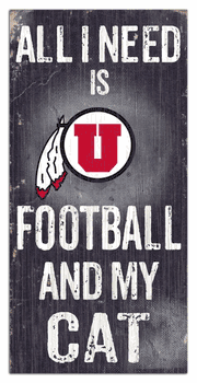 Utah Utes Football and My Cat 6x12 Sign