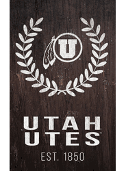 Utah Utes Laurel Wreath 11x19 Sign