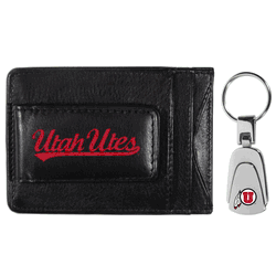 Utah Utes Leather Cash & Cardholder & Steel Key Chain
