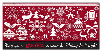Utah Utes Merry and Bright 6x12 Sign