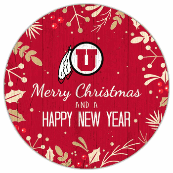 Utah Utes Merry Christmas & New Year 12in Circle