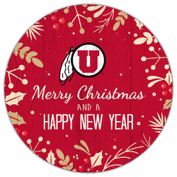 Utah Utes Merry Christmas & New Year 12in Circle