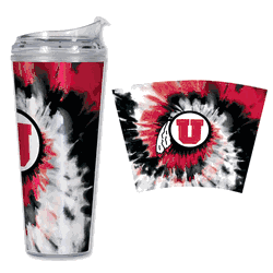 Utah Utes Metallic Tye Dye 24Oz Acrylic Tumbler W/Hinged Lid