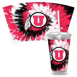 Utah Utes Metallic Tye Dye Clear Tumbler W/Straw