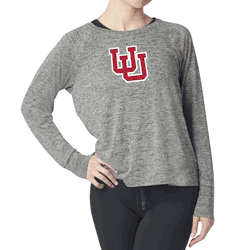 Utah Utes NCAA Kadi Raglan Long Sleeve Heather Grey Small