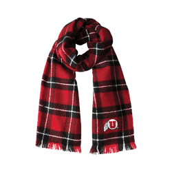 Utah Utes Plaid Blanket Scarf LR-BLK