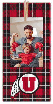 Utah Utes Plaid Clothespin 6x12 Sign